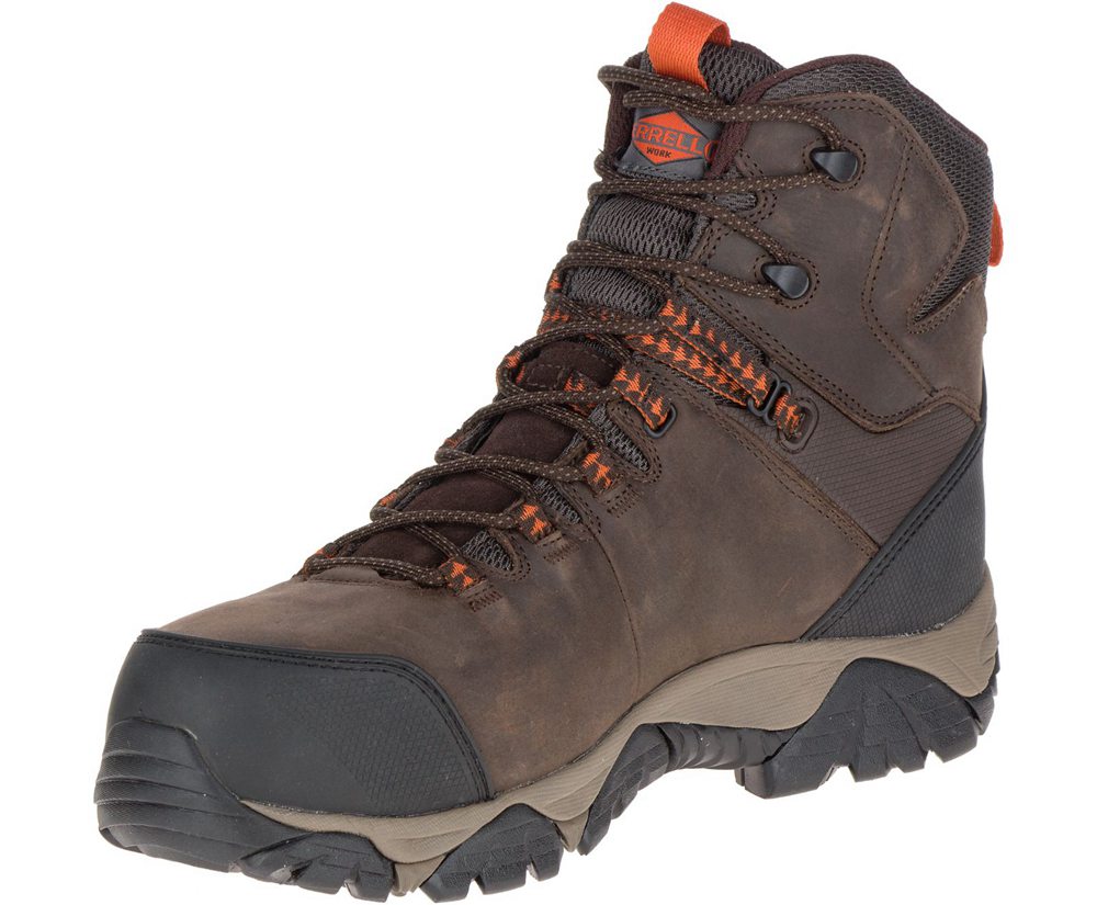 Merrell Boots Brown - Phaserbound Mid Waterproof Comp Toe Wide Width - Mens 78DWRVEBY